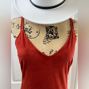 Windsor rust midi faux suede dress